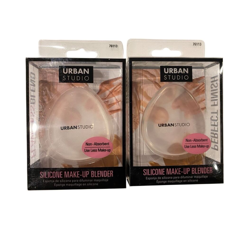 Urban Studio Silicone Makeup Blender Lot Of 2 Non Absorbent Clear Set Cosmetics